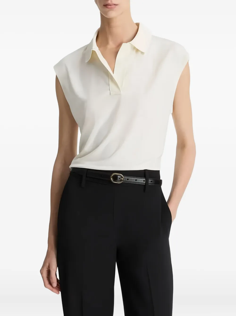 Vince Sleeveless Polo Shirt In Animal Print