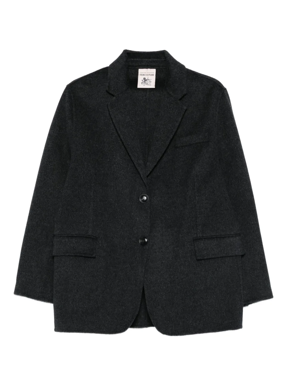buttoned-up flap-pocket blazer