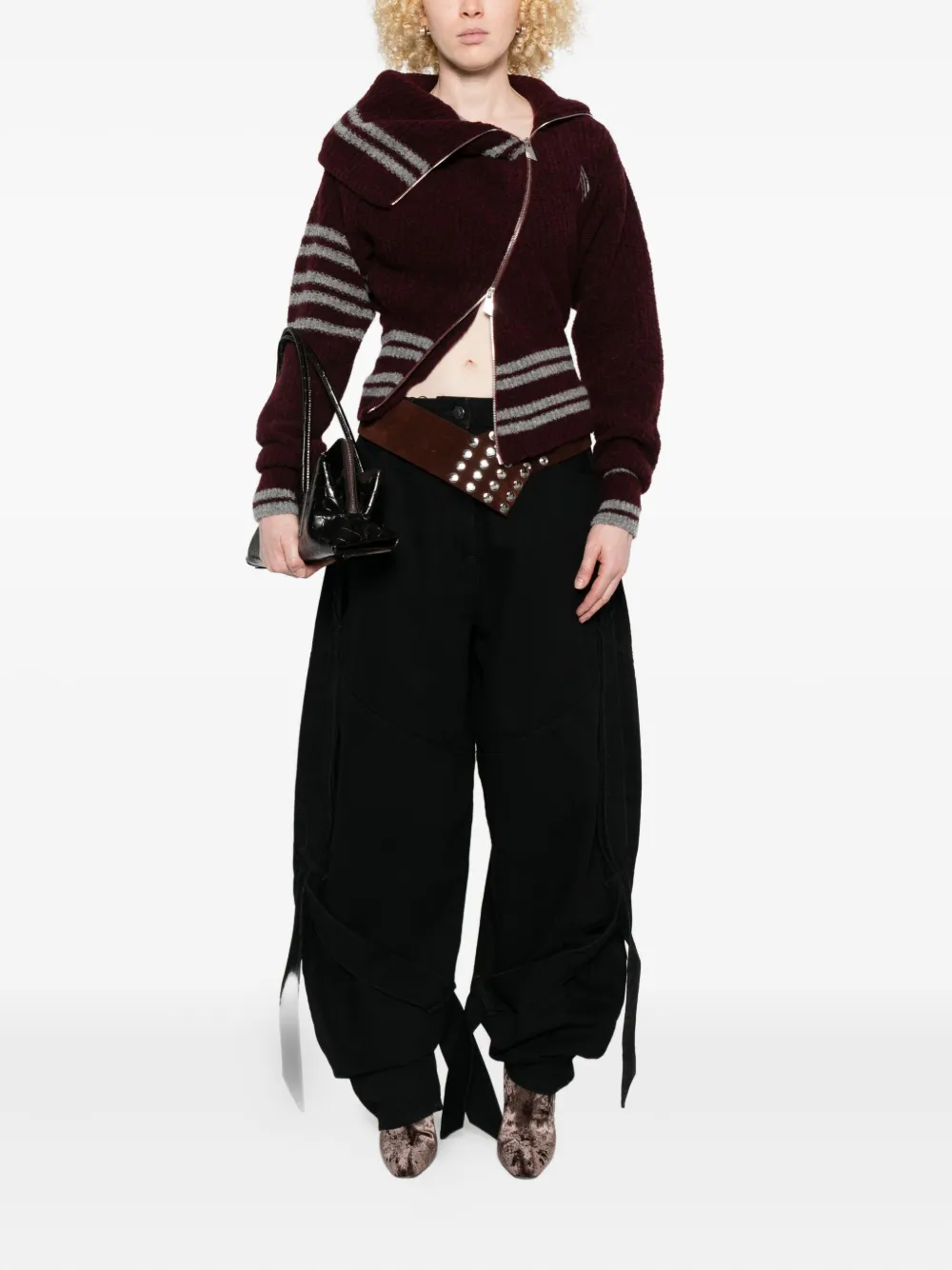 Attico Cardigan Burgundy In Burgundy