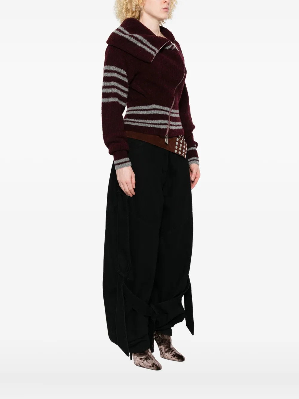 Attico Cardigan Burgundy In Burgundy