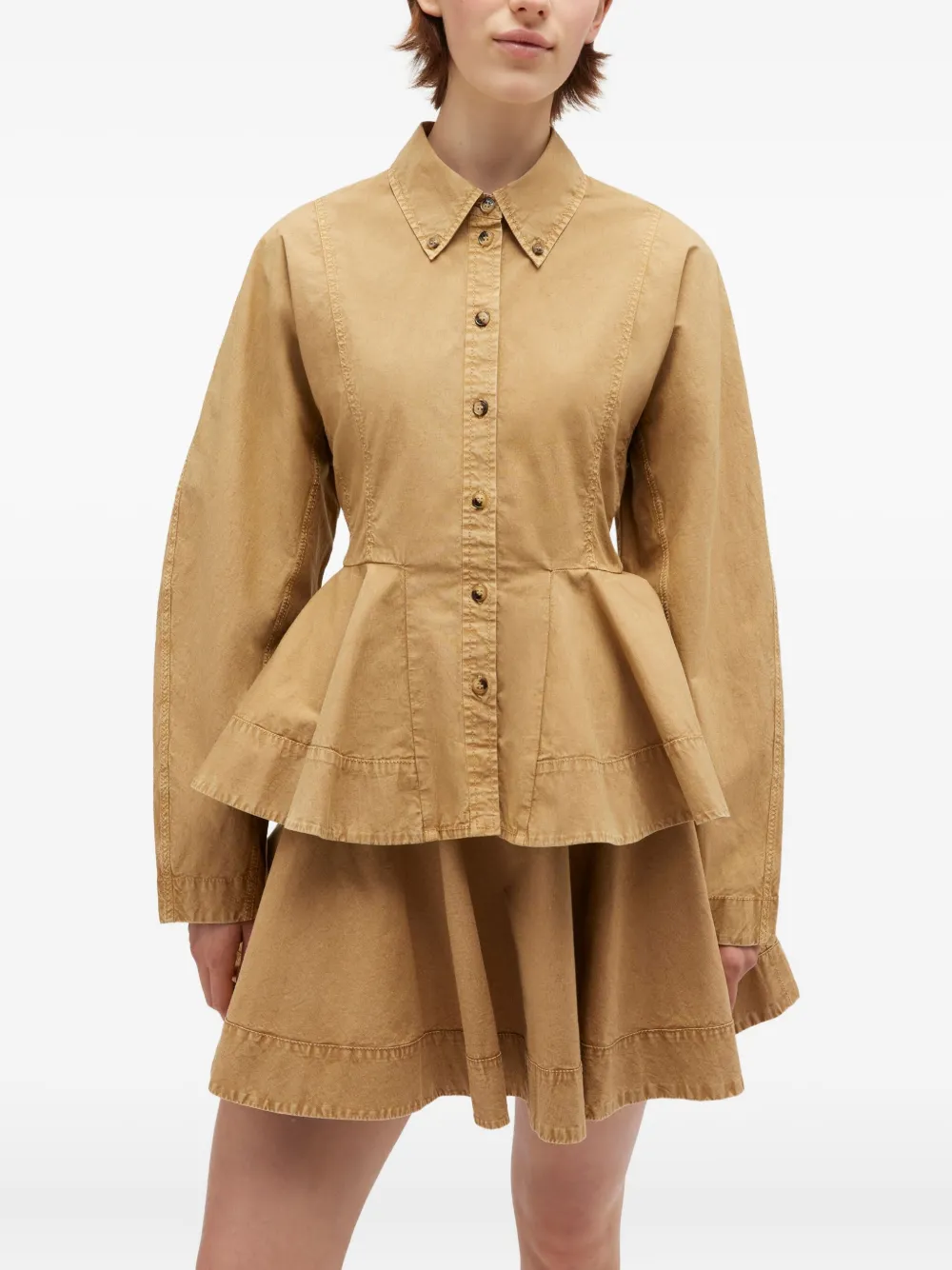 GANNI Peplum blouse Beige