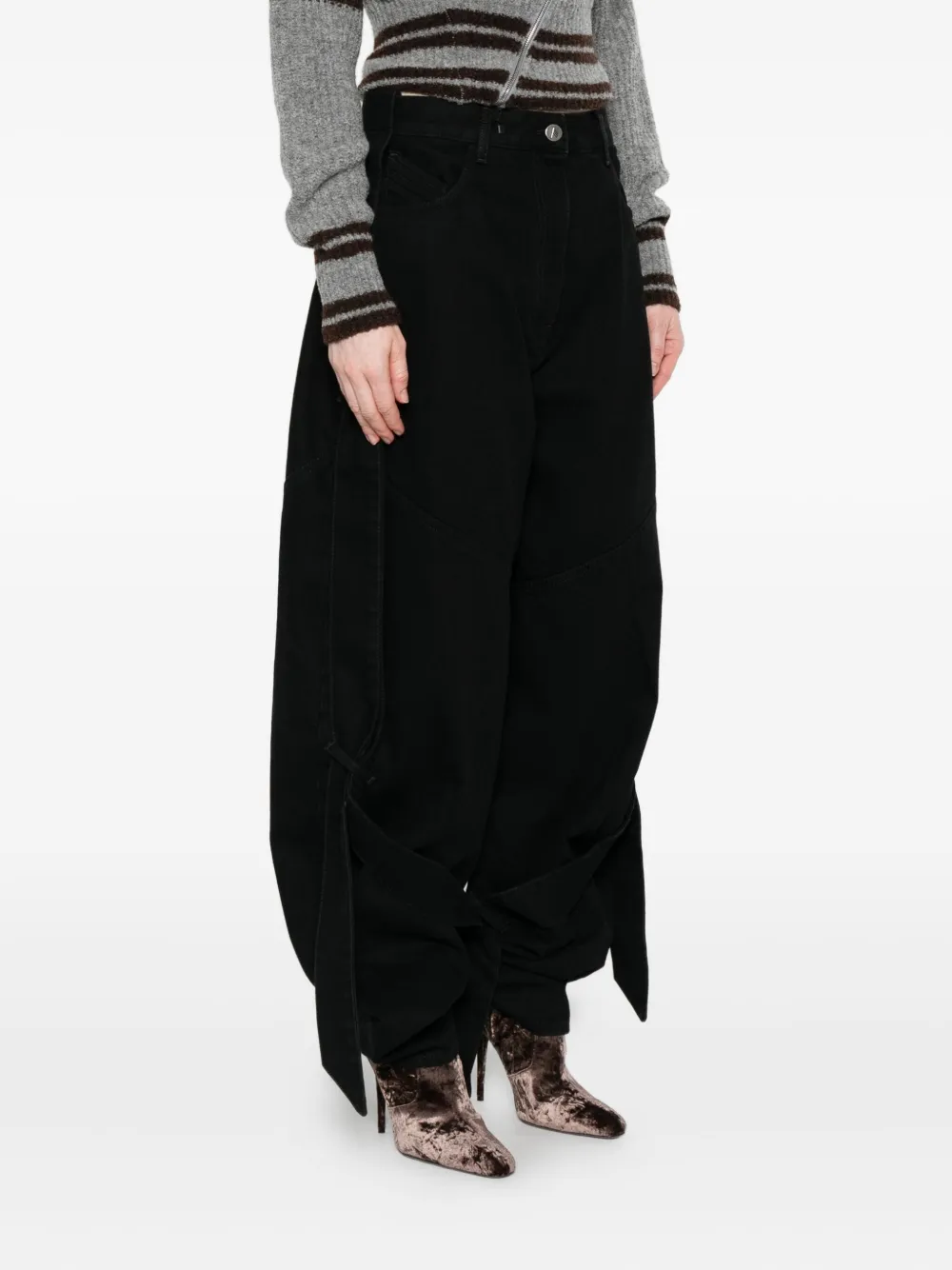 The Attico Jeans met gestrikt detail en vlakken Zwart