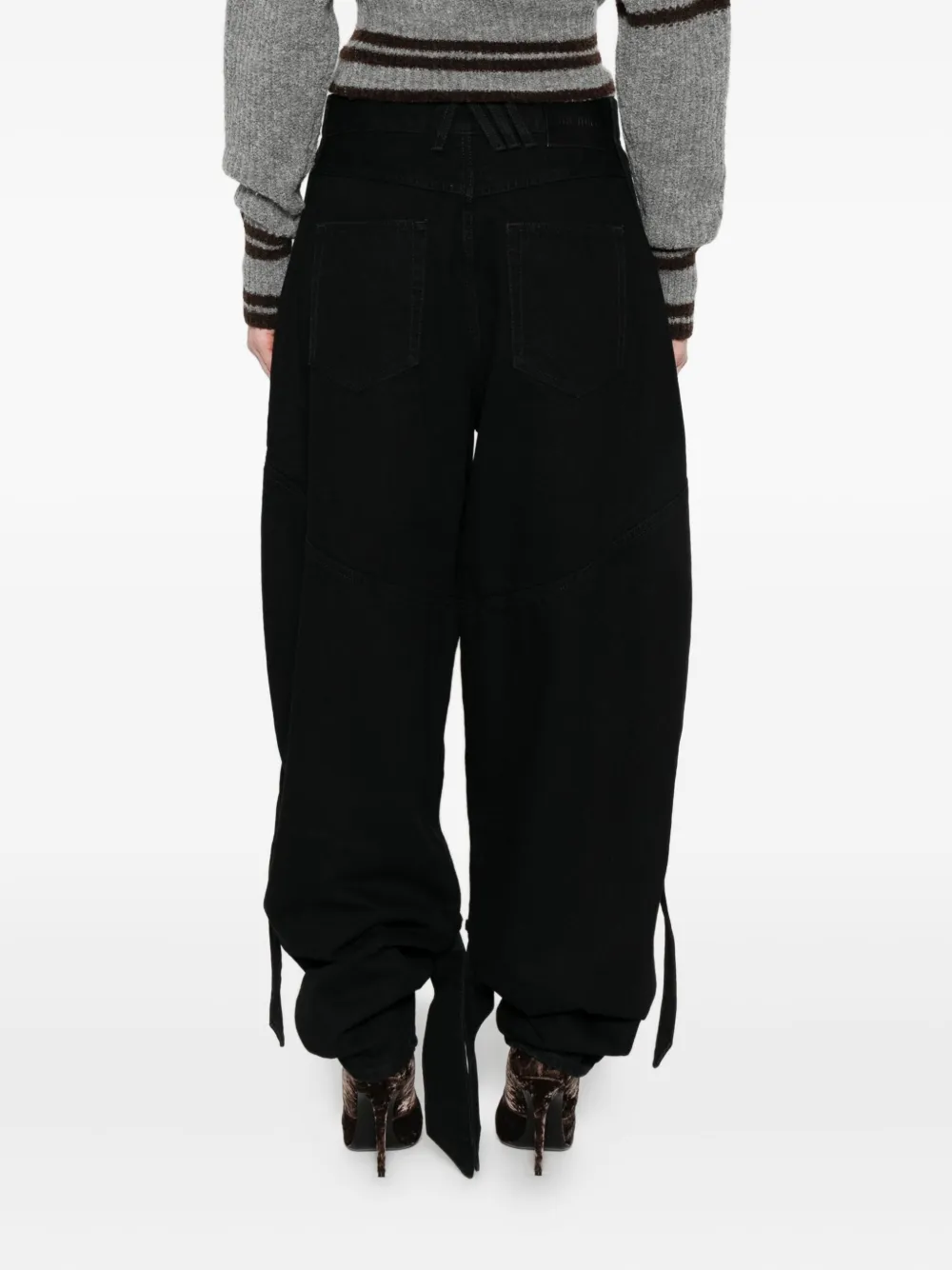 The Attico Jeans met gestrikt detail en vlakken Zwart