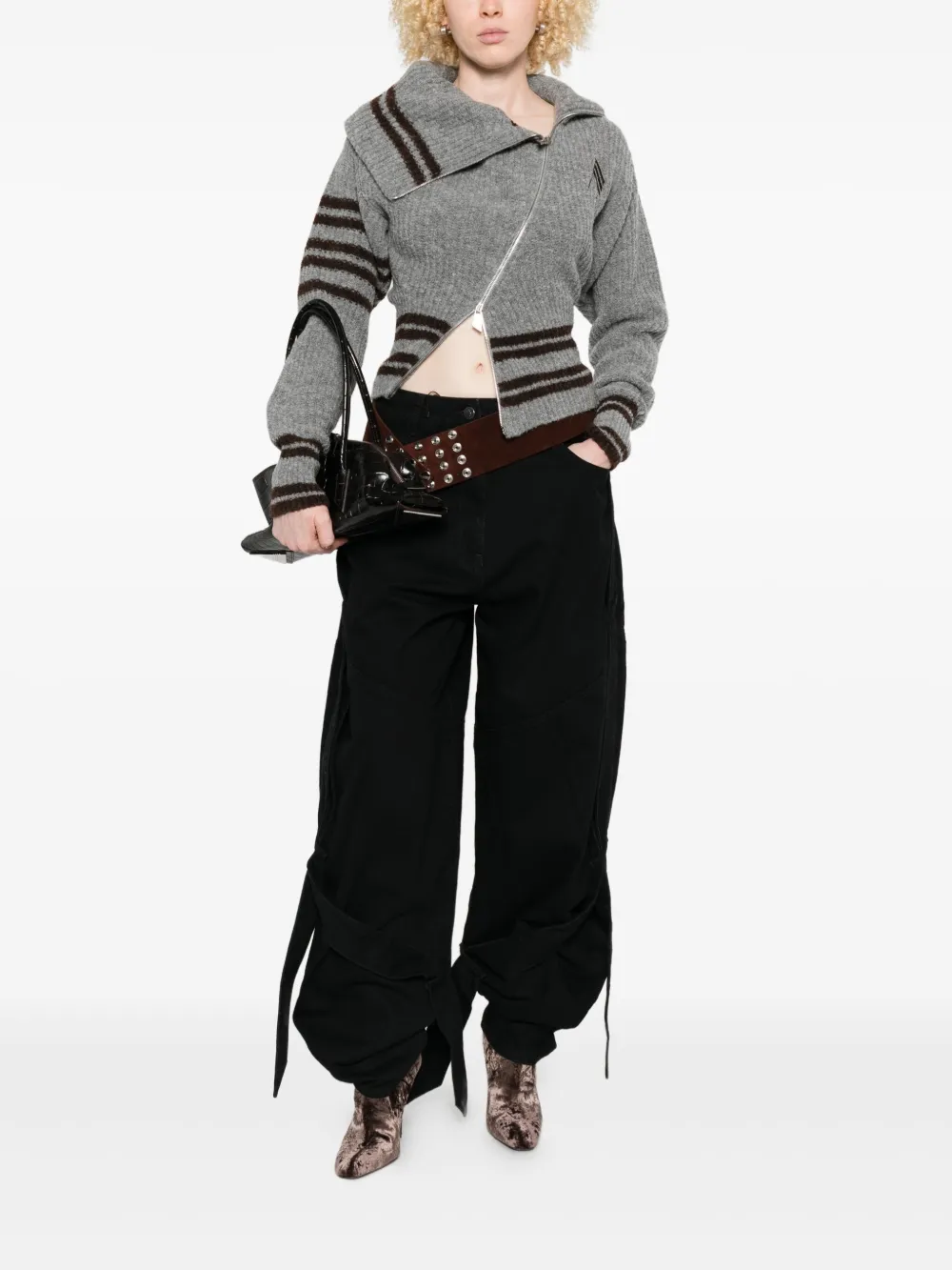 The Attico tie-detail panelled jeans - Zwart