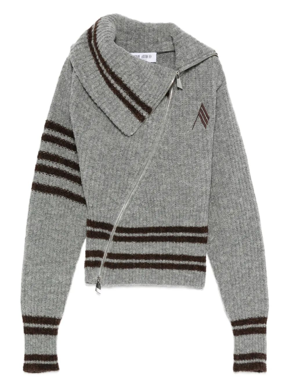 striped zip-front cardigan