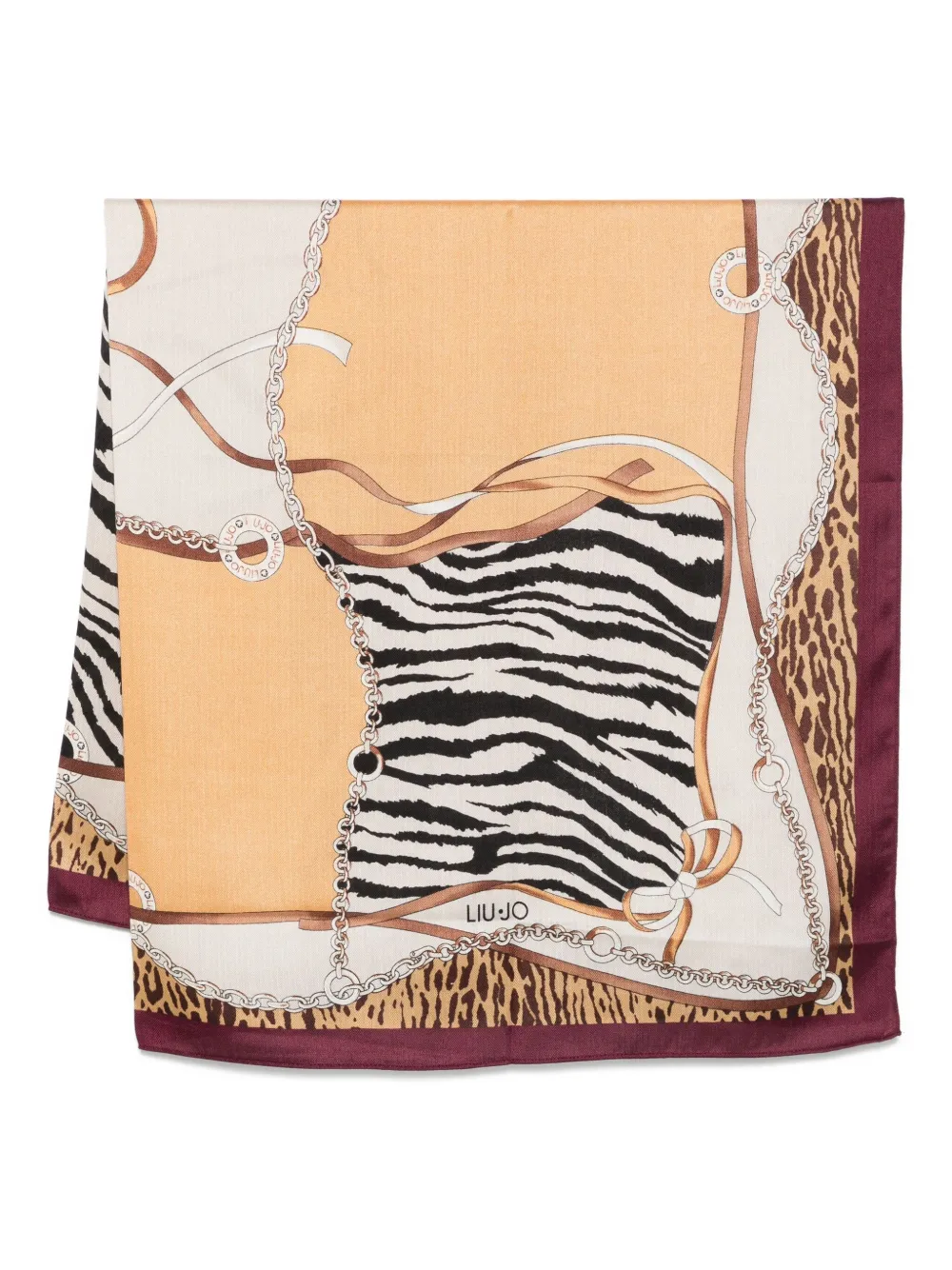 chain-print zebra-pattern scarf