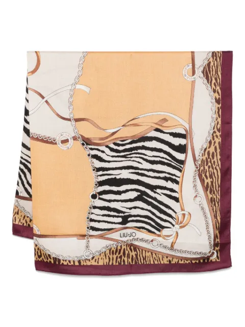 LIU JO chain-print zebra-pattern scarf