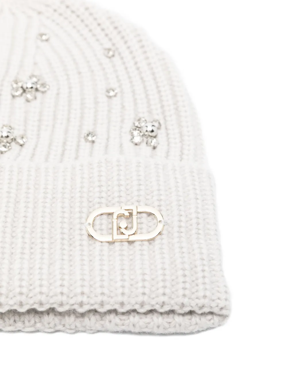 LIU JO crystal-embellished ribbed beanie - Grijs
