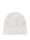 LIU JO crystal-embellished ribbed beanie - Grey