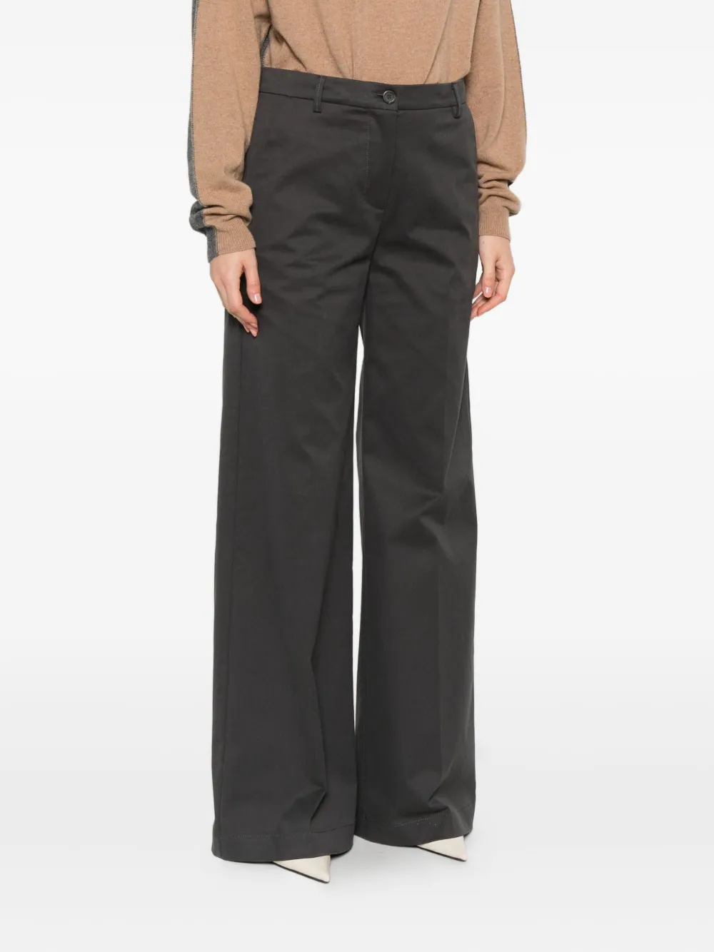 Semicouture Broek met wijde pijpen Grijs