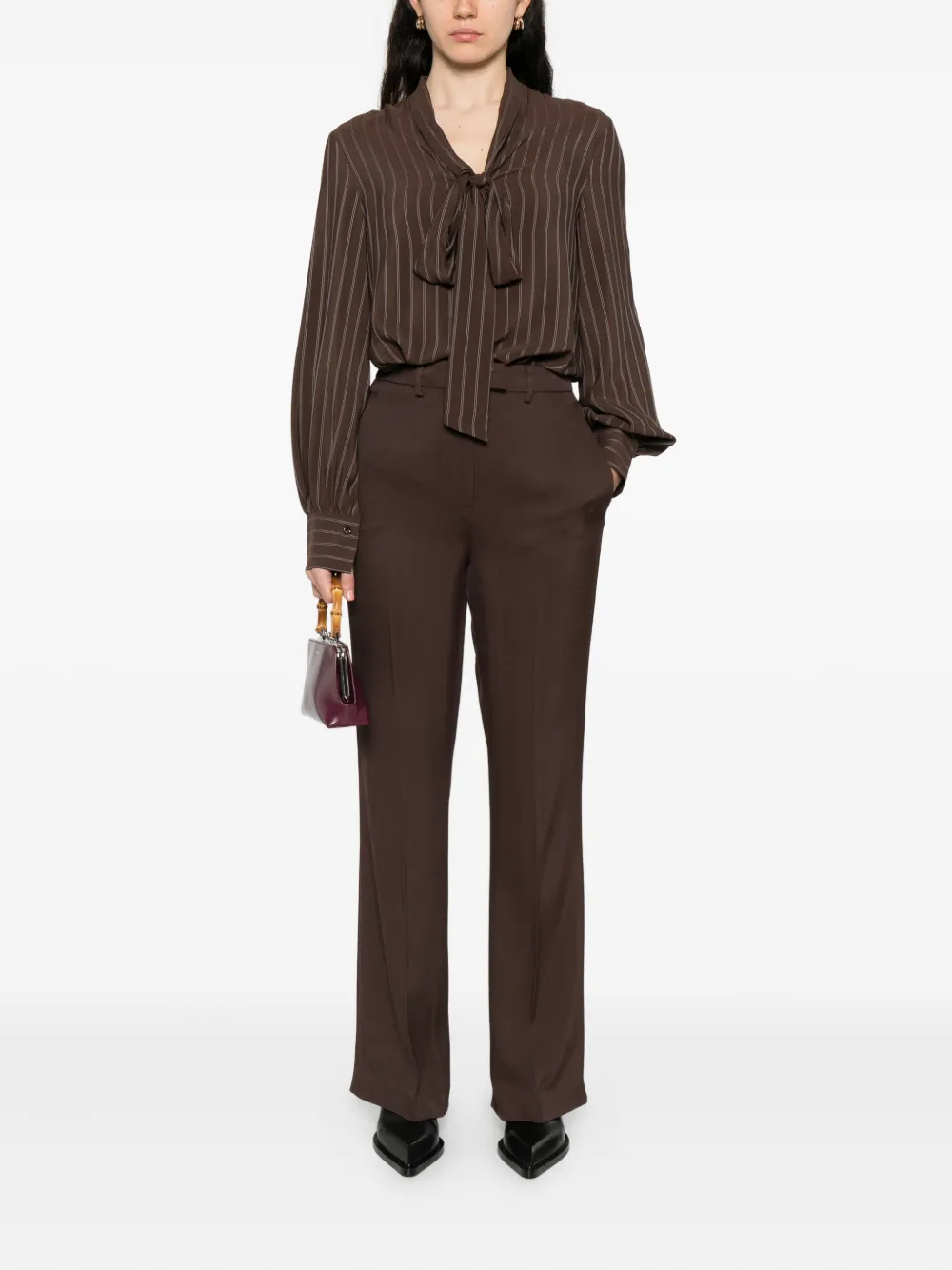 Semicouture striped bow-fastening blouse - Bruin