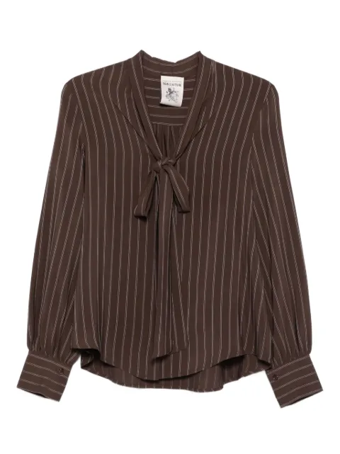 Semicouture striped bow-fastening blouse