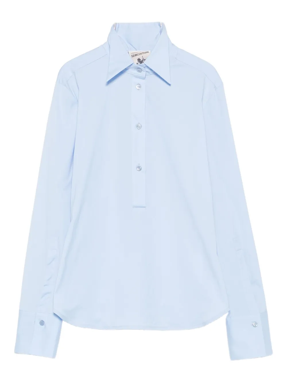 Semicouture Fitted Light Blue Shirt With Classic Collar In Blue