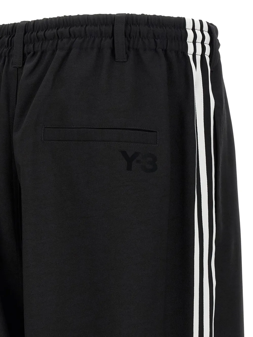 Y-3 ADIDAS Broek met trekkoord en zijstreep Zwart