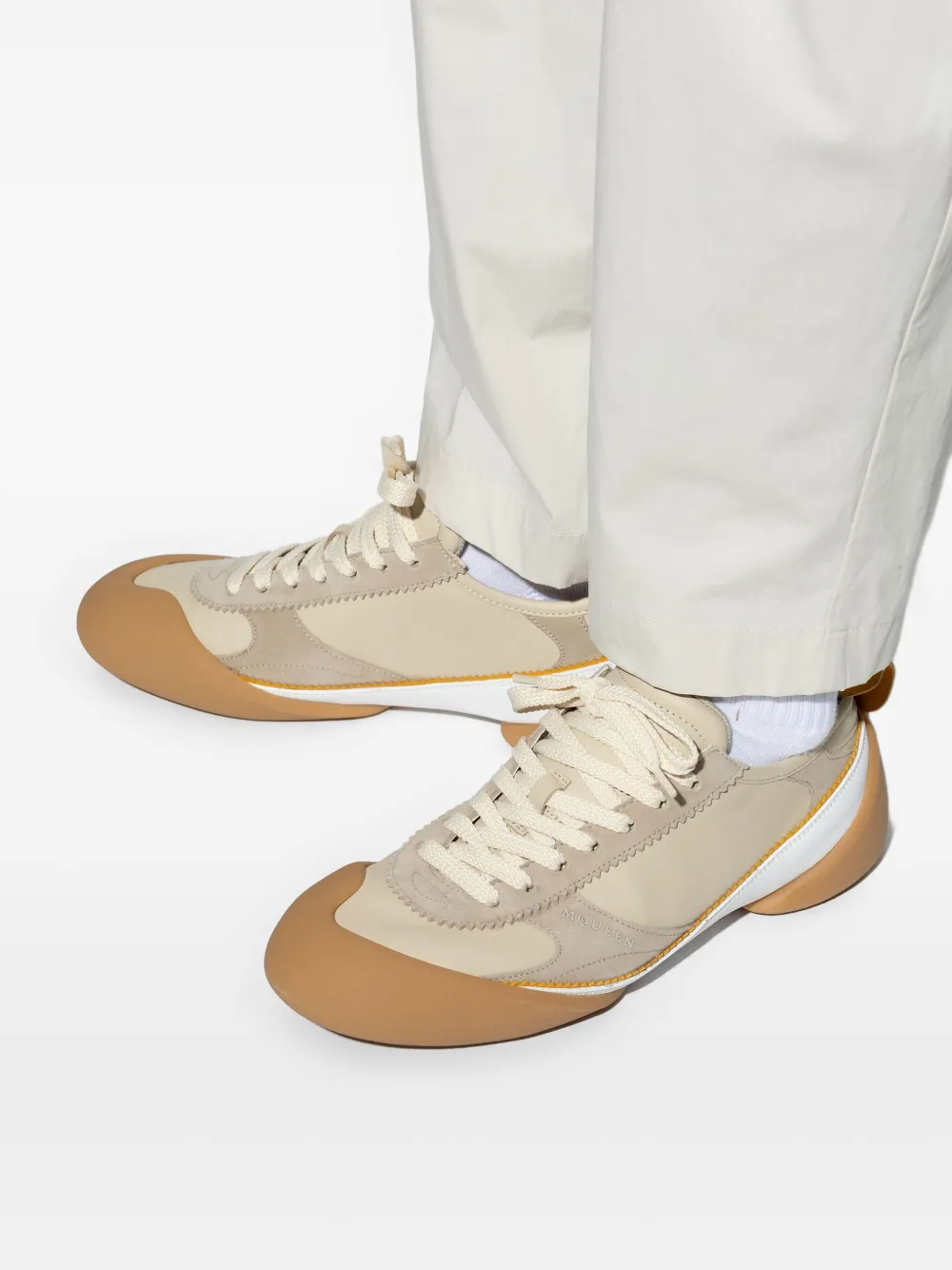 Alexander McQueen leather panelled sneakers Neutrals