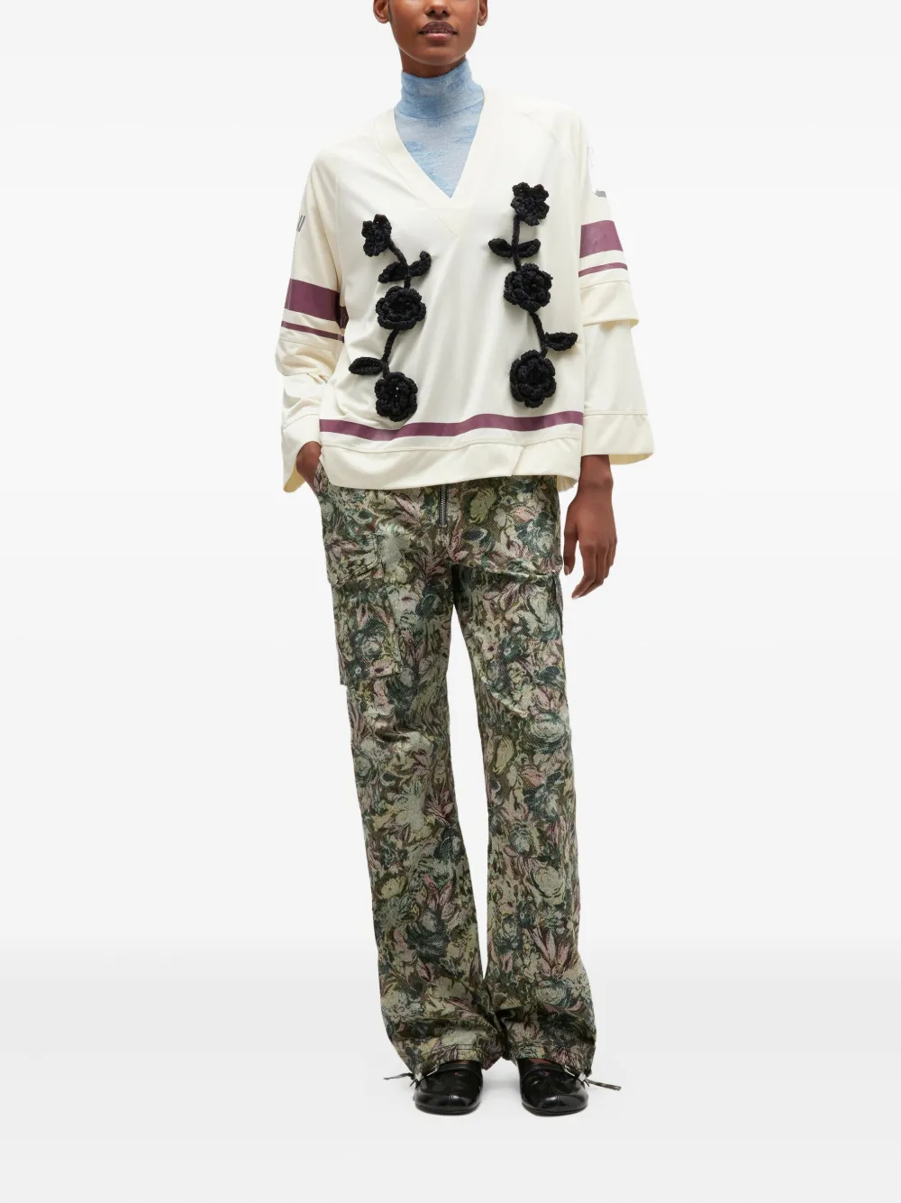 GANNI crochet-flowers jersey top | T-Shirts & Jersey Shirts | Image 2