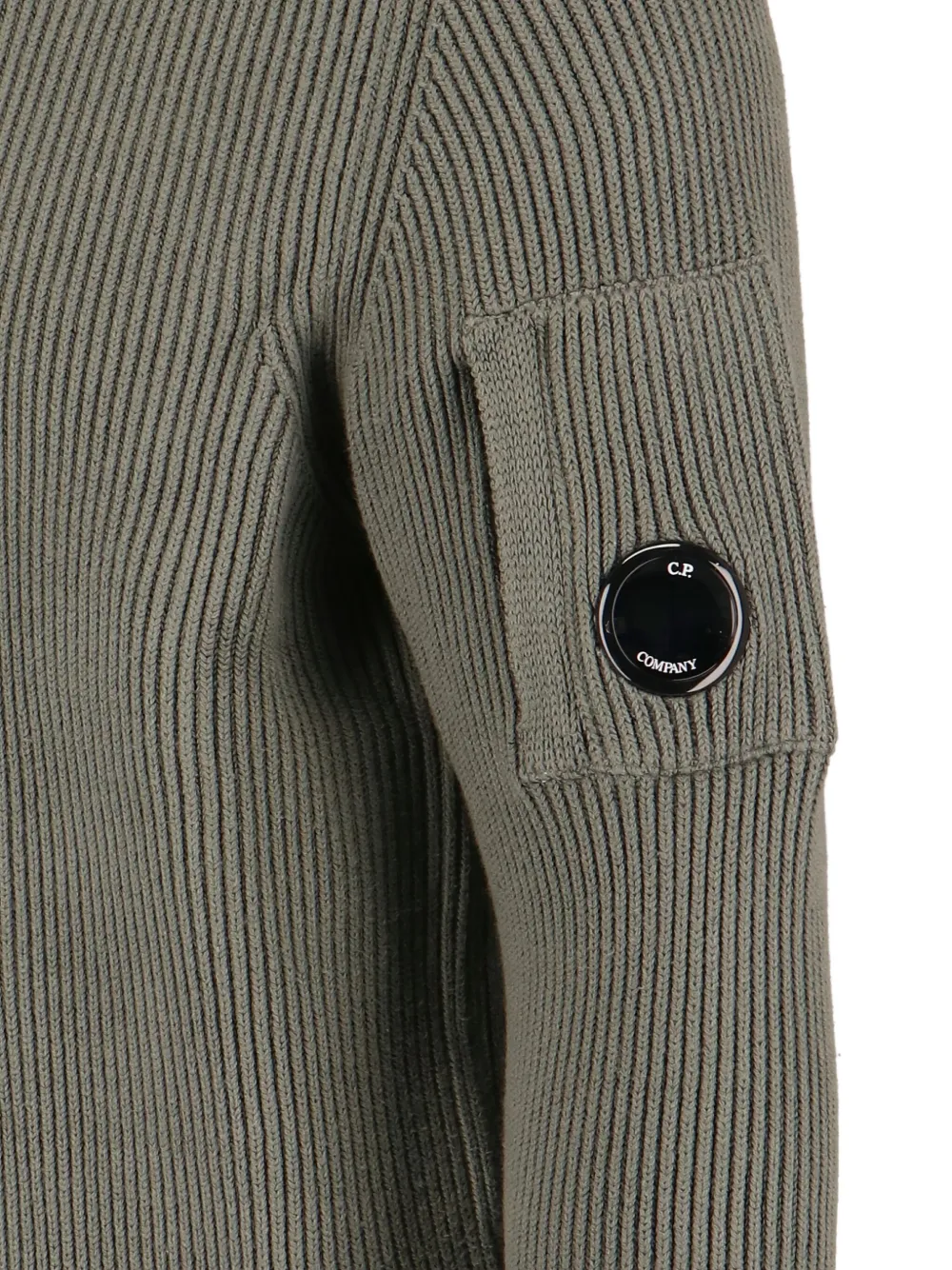 C.P. Company Geribbelde trui met lens detail Grijs