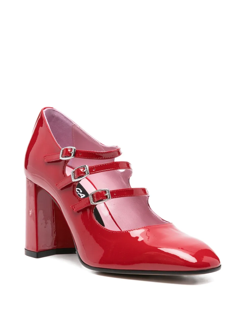Carel Paris Triple-buckle Patent Pumps In Red