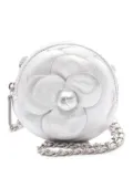 CHANEL Pre-Owned 2021 Mini CC Metallic Lambskin Camellia Bouquet Round Clutch on Chain crossbody bag - Silver