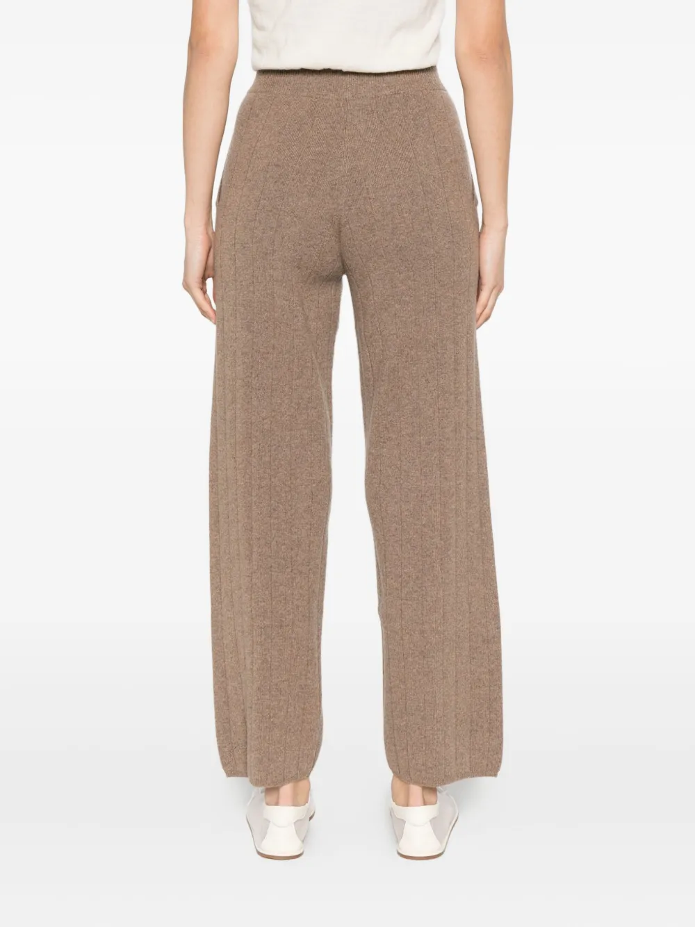 Max Mara Geribbelde kasjmier straight broek Bruin
