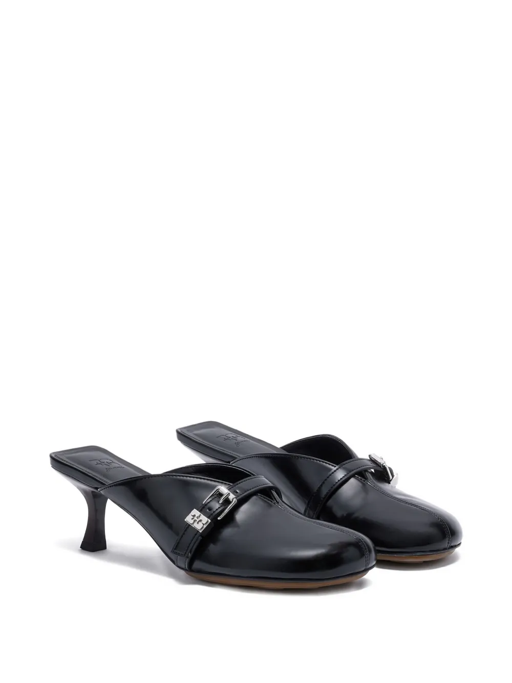 GANNI buckle heeled mules Black