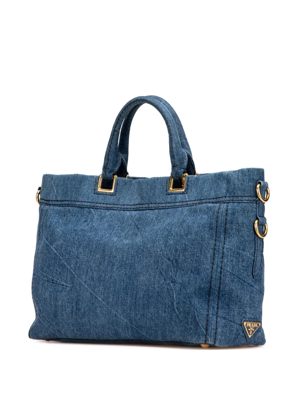 Pre-owned Prada 2013-2025 Denim Canapa Logo Satchel In Blue