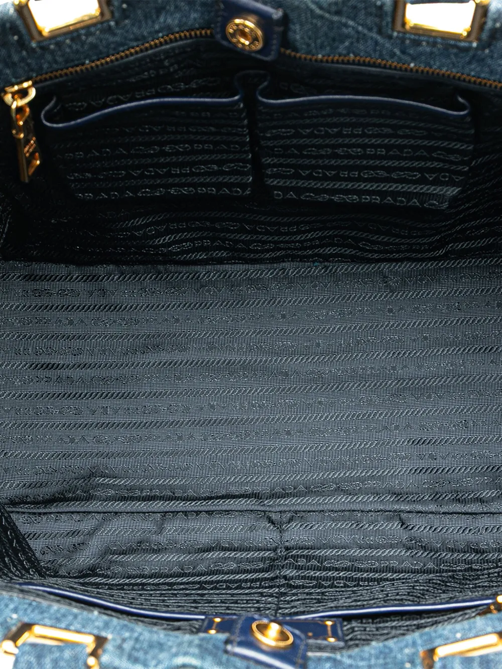 Pre-owned Prada 2013-2025 Denim Canapa Logo Satchel In Blue