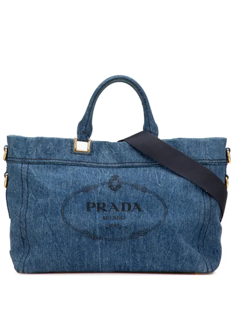 Prada Pre-Owned 2013-2025 Denim Canapa Logo satchel