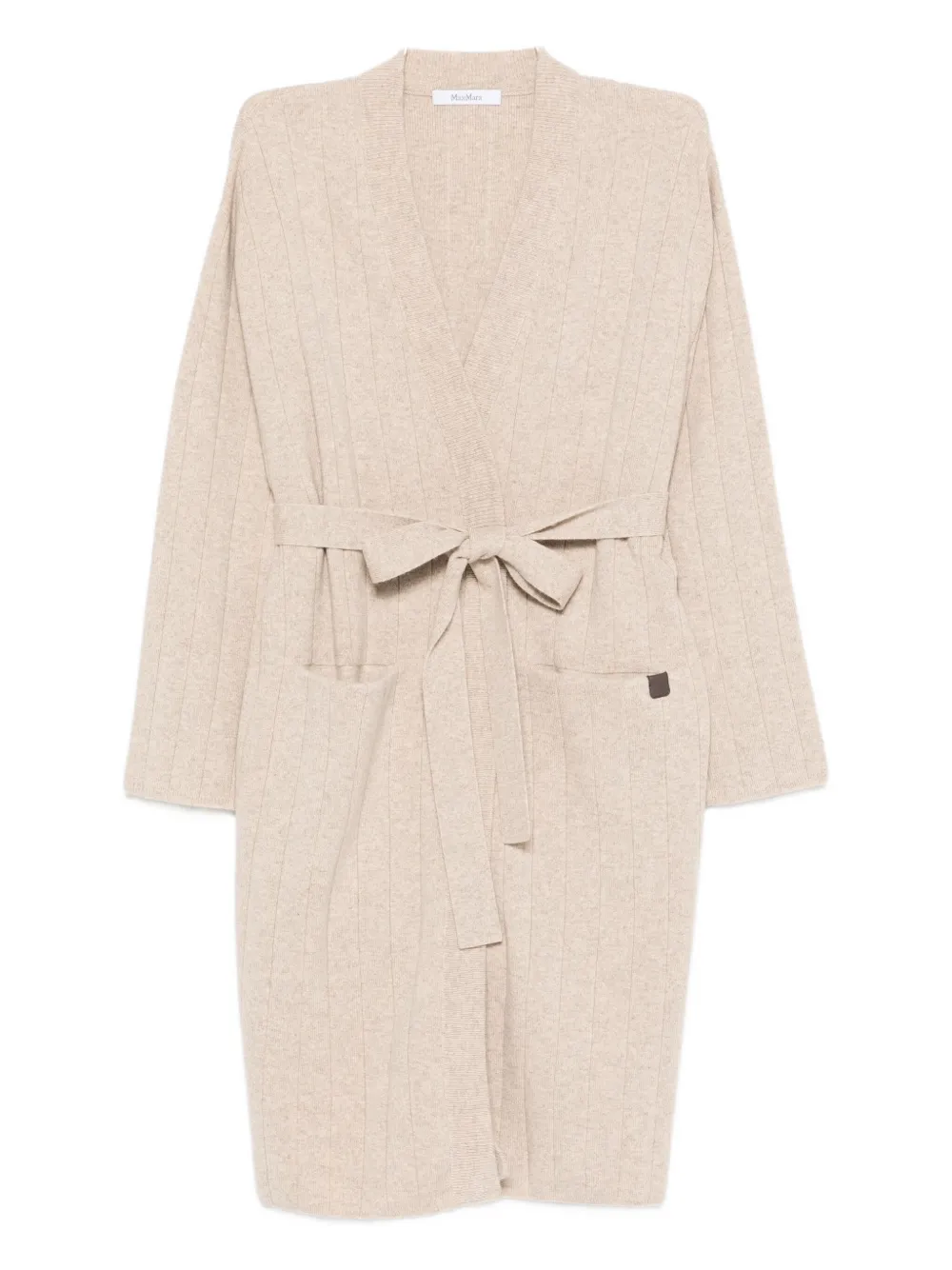 Max Mara Ribgebreid vest met ceintuur Beige