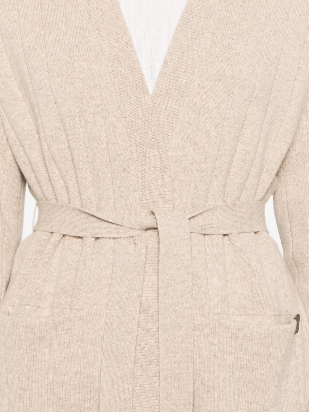 Max Mara Ribgebreid vest met ceintuur Beige