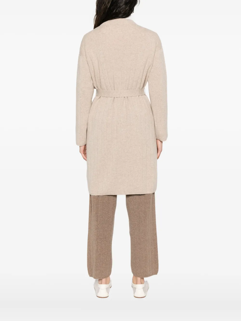 Max Mara Ribgebreid vest met ceintuur Beige