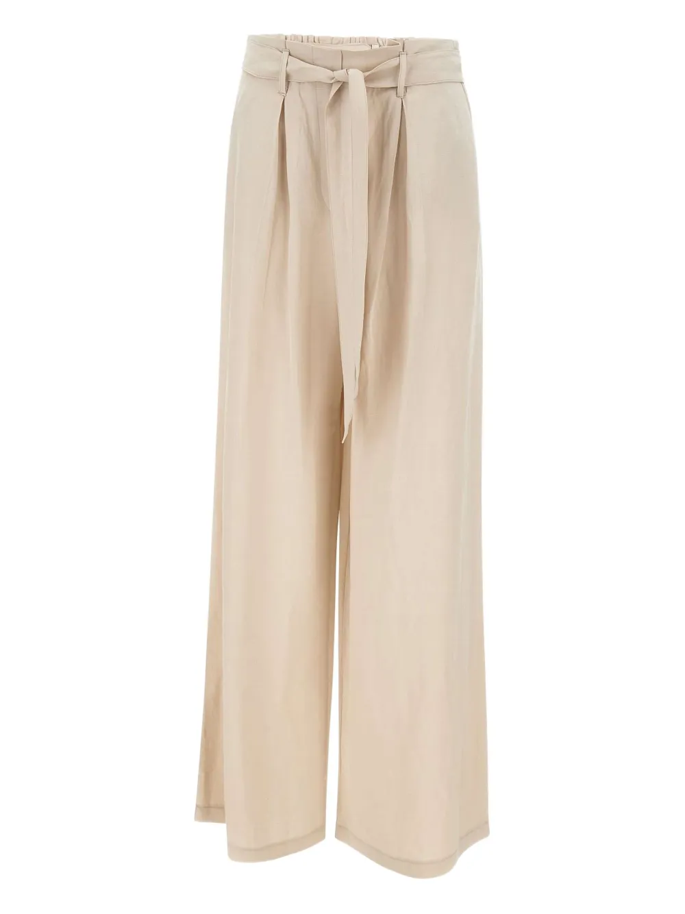 pleated tie-waist straight trousers