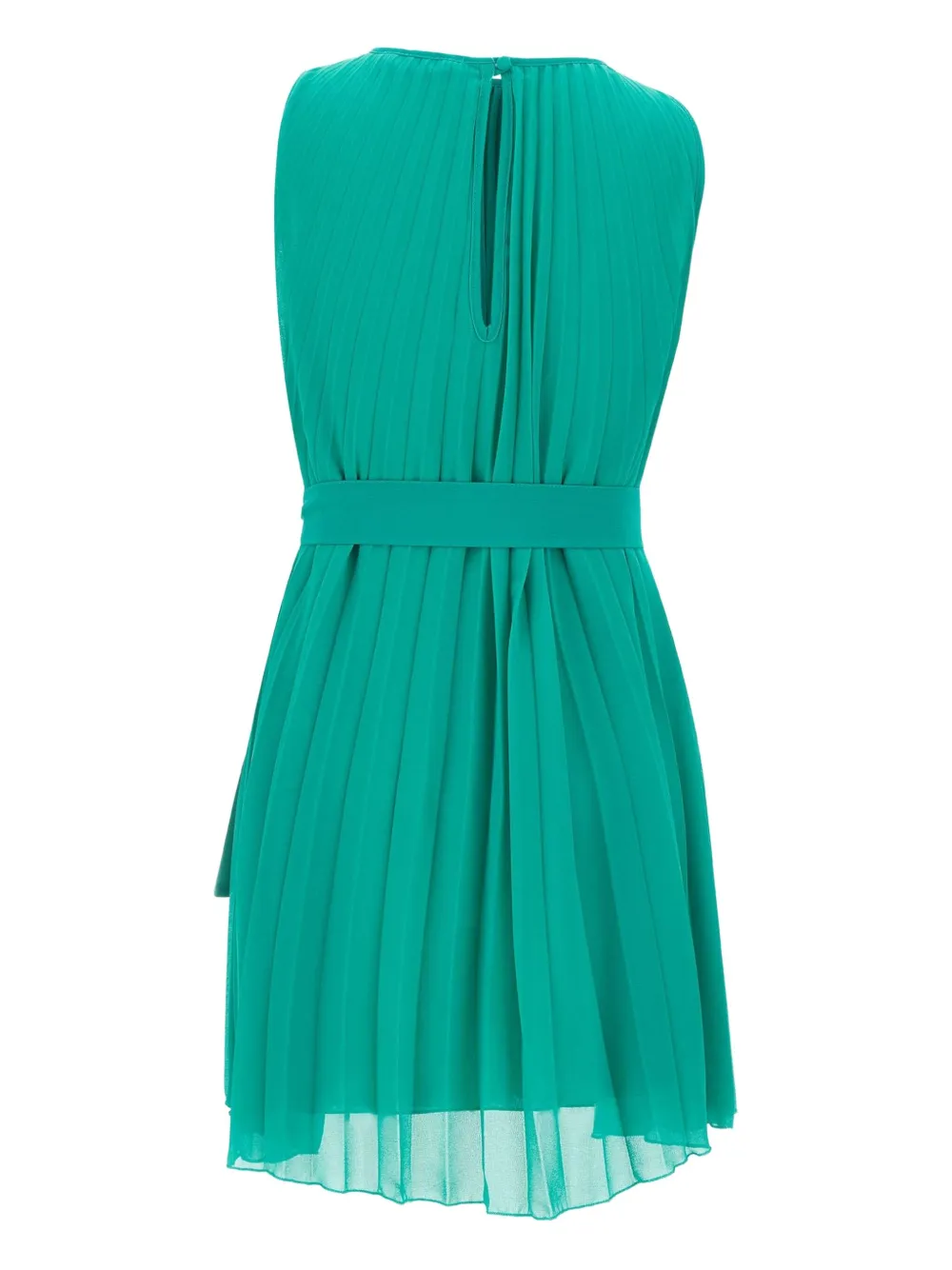 pleated belted day dress
