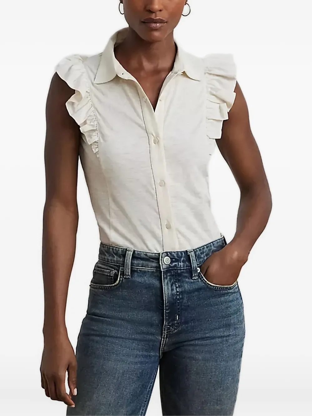 Lauren Ralph Lauren Blouse met ruches Wit