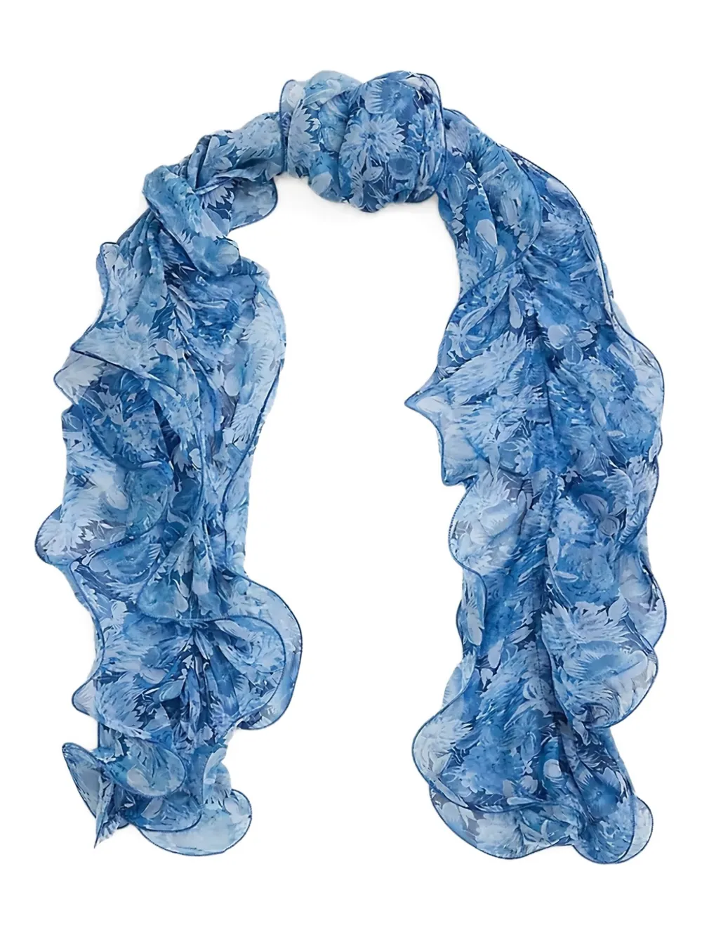 Lauren Ralph Lauren ruffled floral-print scarf Blauw