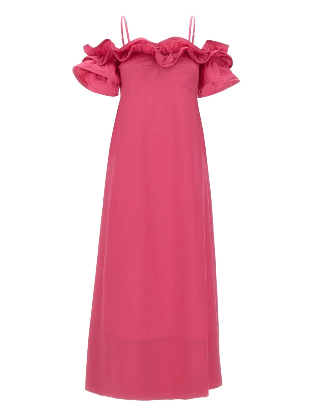 ruffled-shoulders day dress