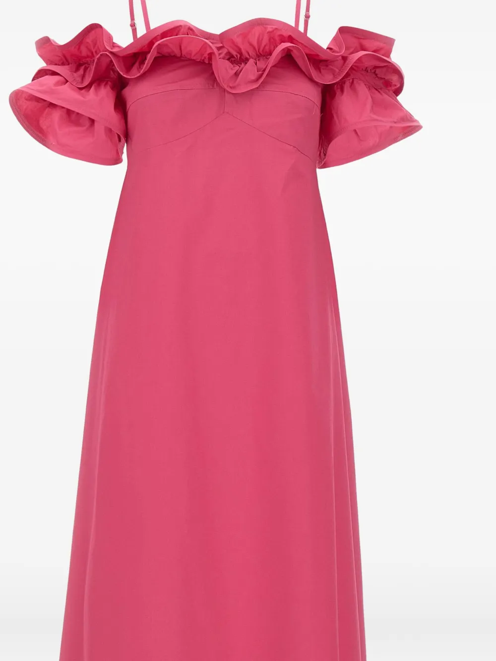 Kaos Jurk met ruche schouders - Roze