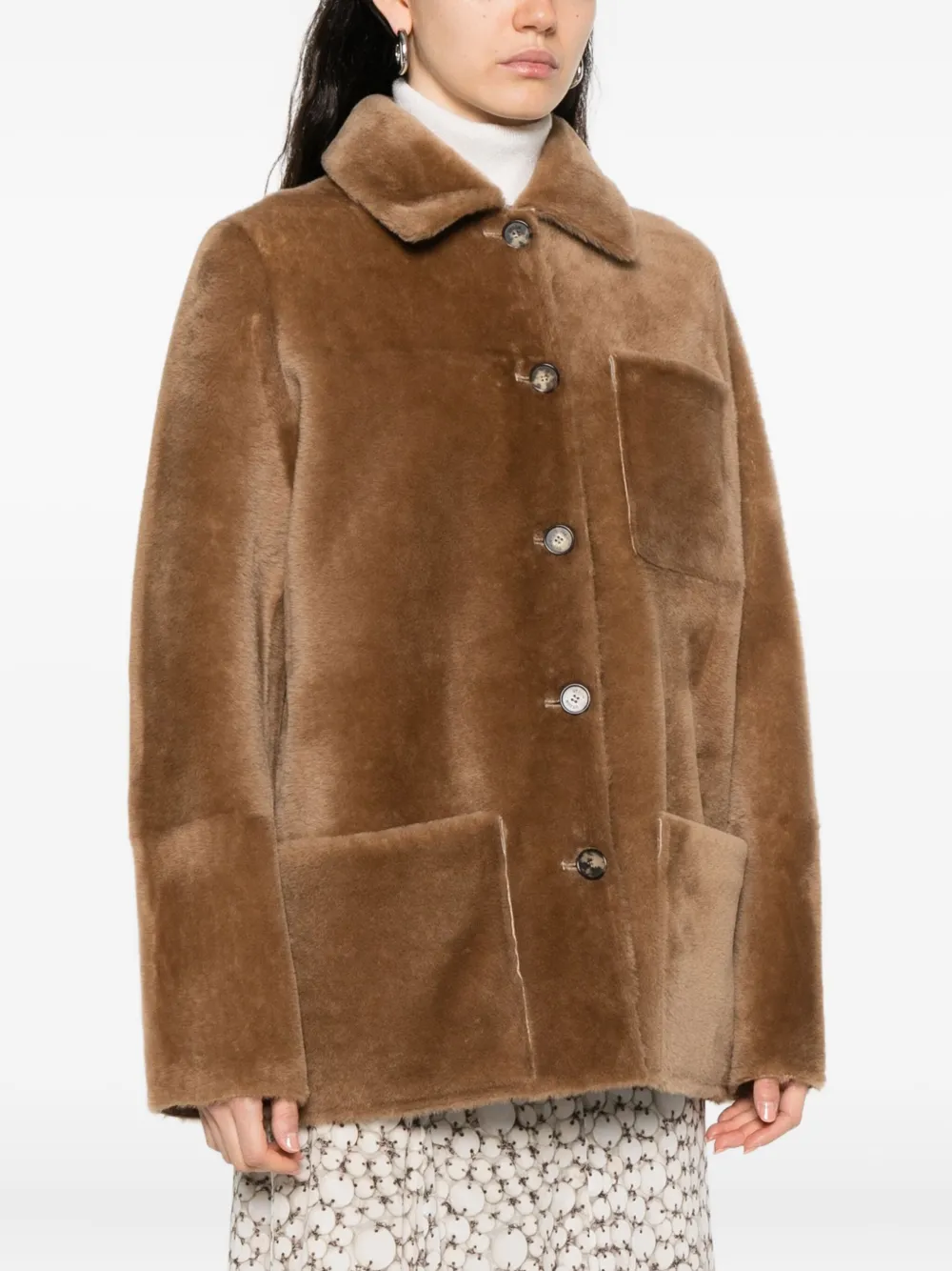 Utzon Button-fastening Patch-pocket Jacket In Brown