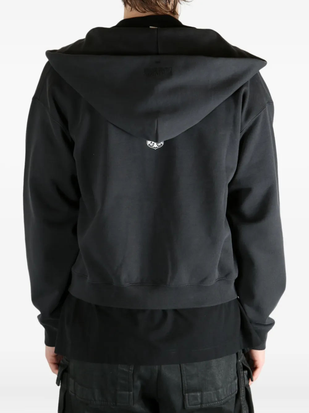 VETEMENTS logo-embroidered zip-fastening hoodie Zwart