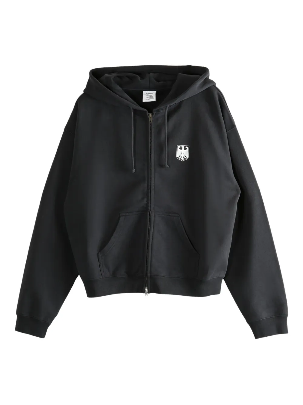 VETEMENTS logo-embroidered zip-fastening hoodie Zwart
