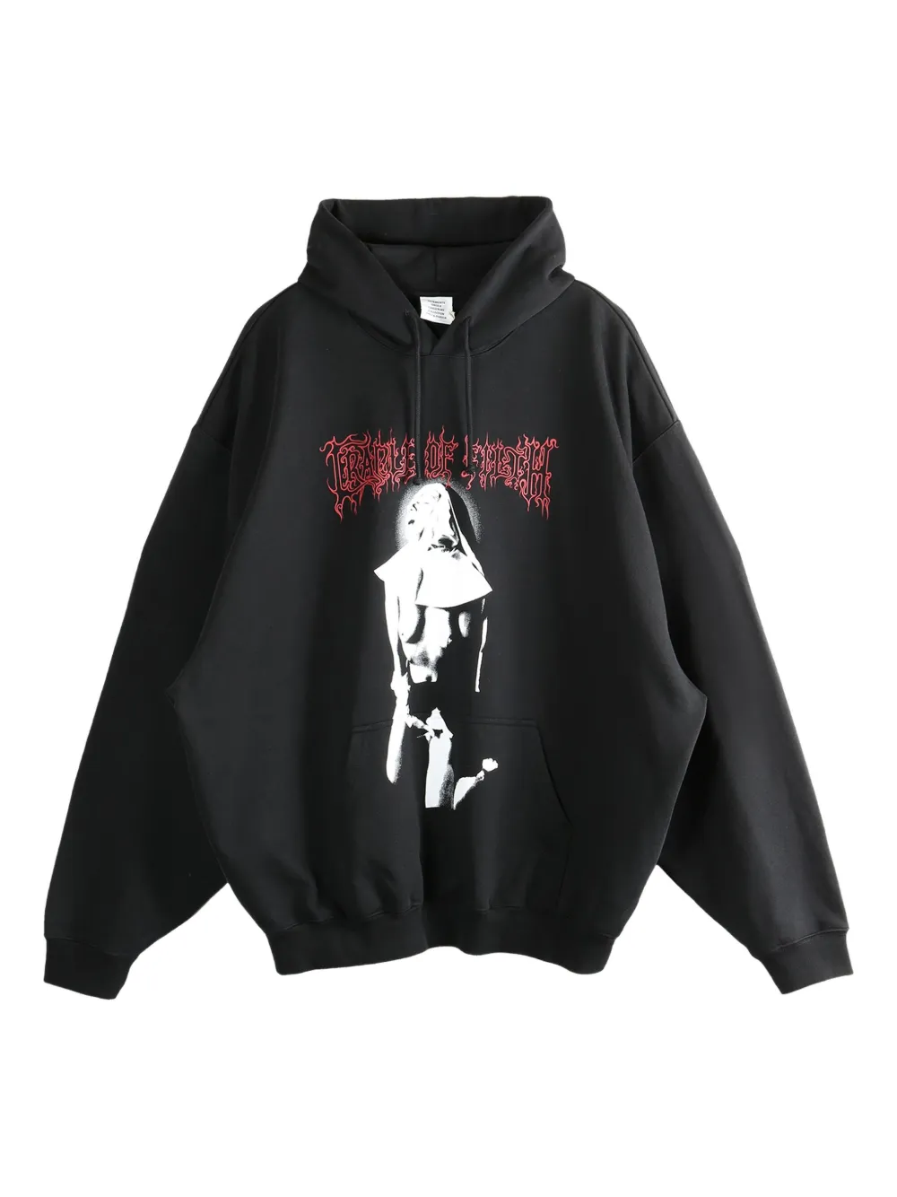 VETEMENTS printed cotton hoodie Zwart