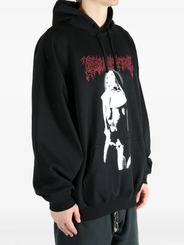 VETEMENTS Printed Cotton Hoodie | ブラック | FARFETCH JP