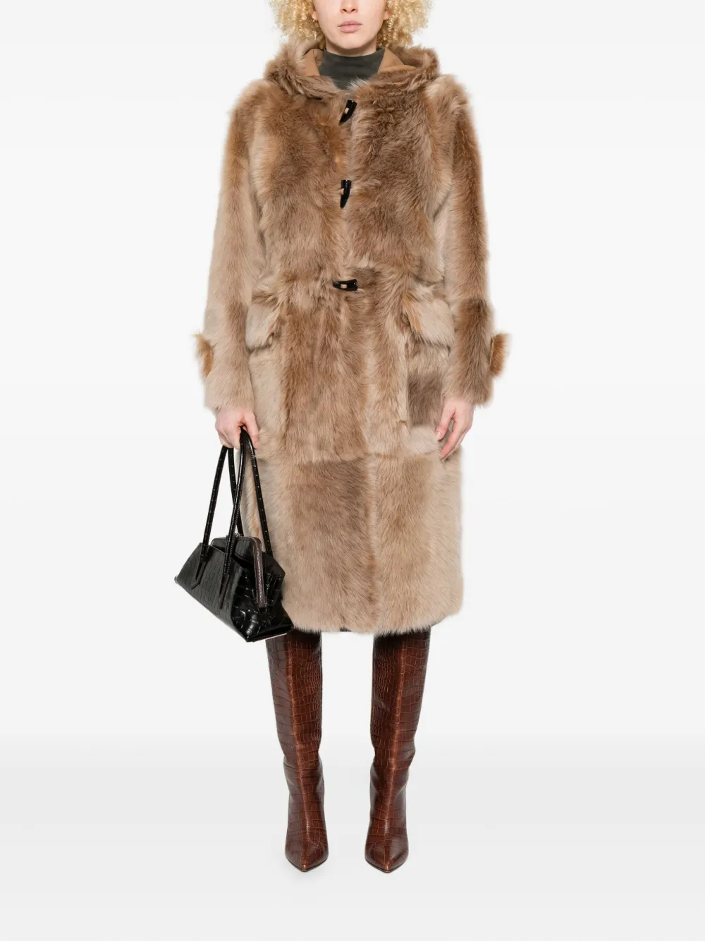 Utzon Cherie hooded shearling coat | Single Breasted Coats | Image 2