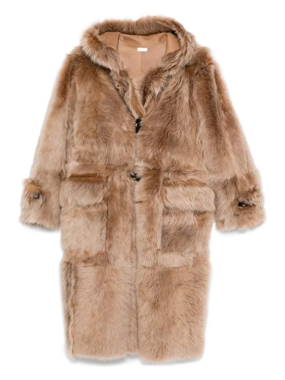 Utzon Cherie hooded shearling coat | Neutrals | Image 1