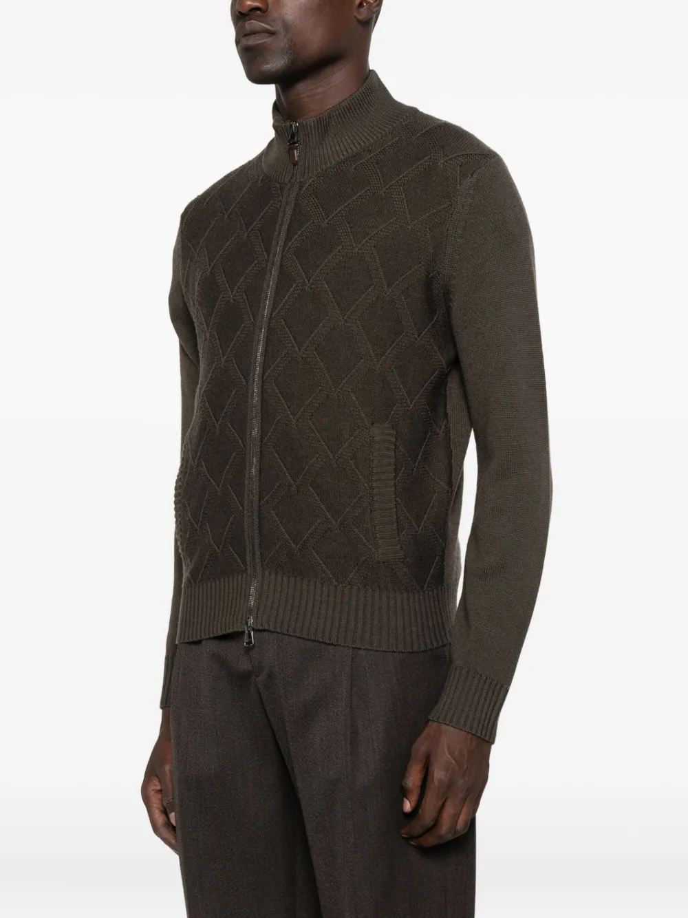 Canali Gewatteerd vest met rits Bruin