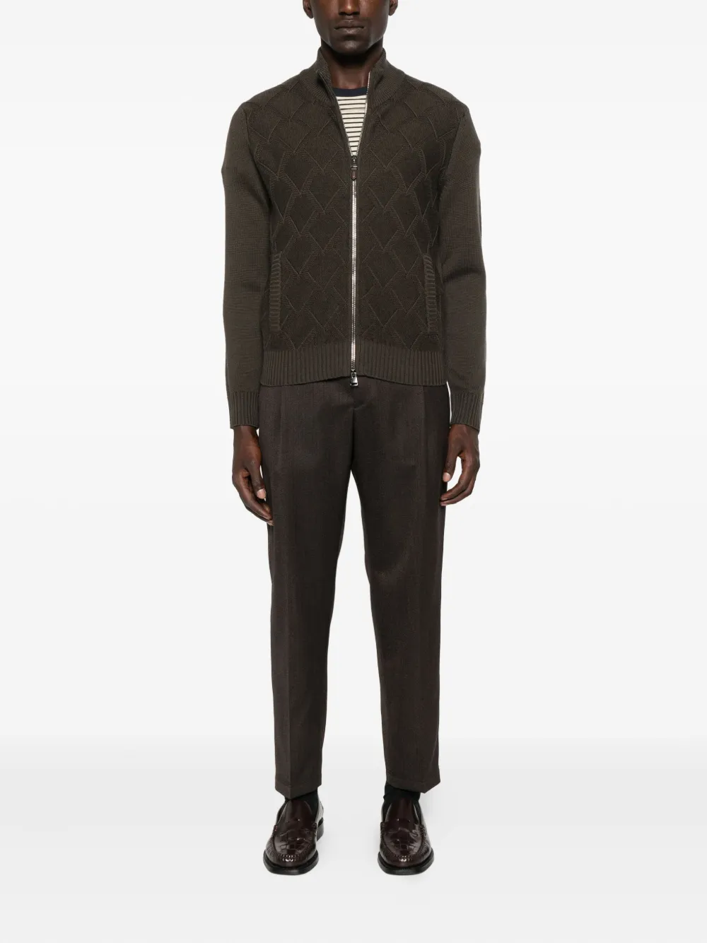 Canali Gewatteerd vest met rits Bruin