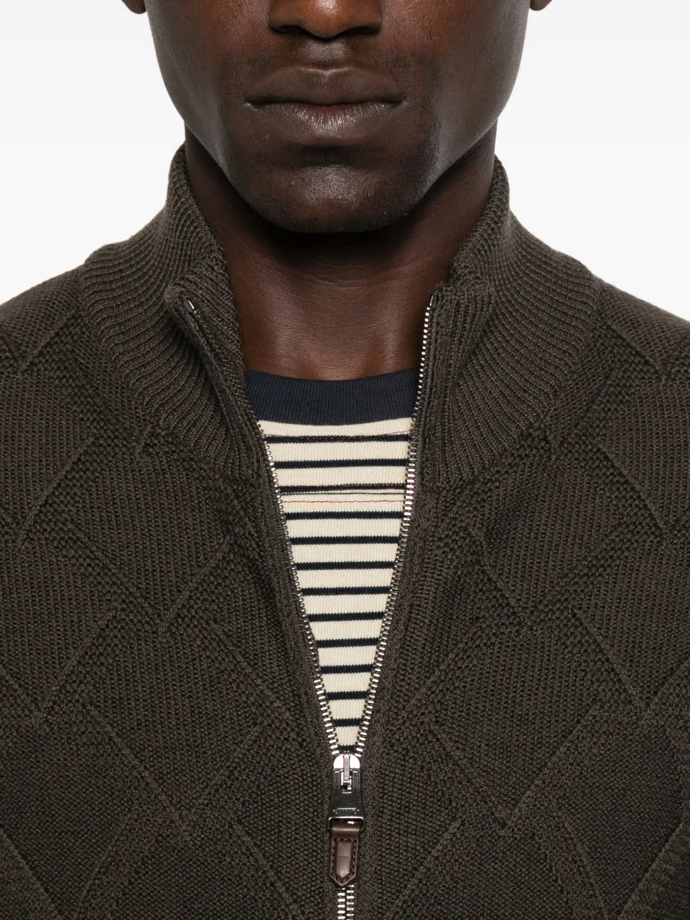 Canali Gewatteerd vest met rits Bruin