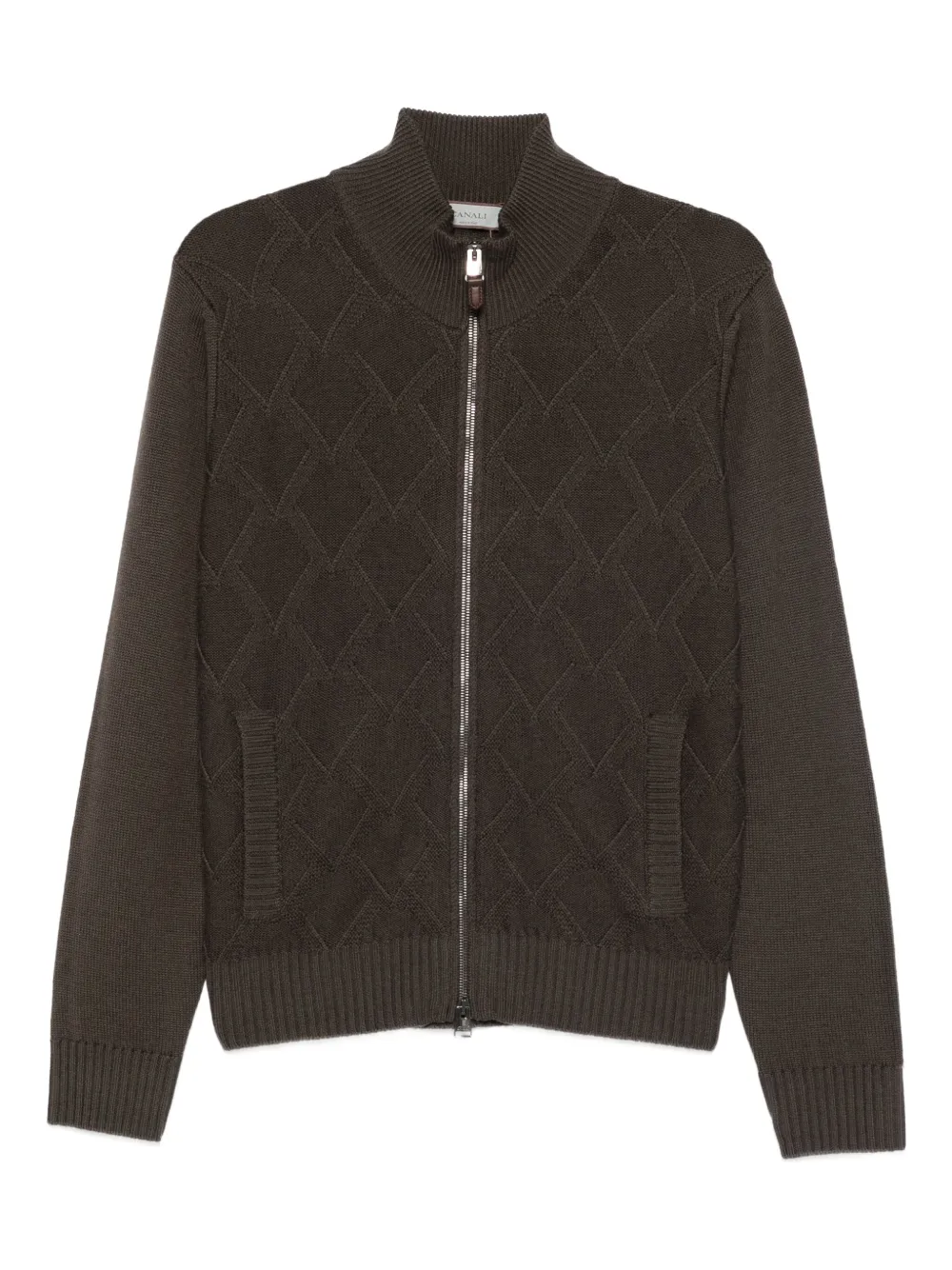 Canali Gewatteerd vest met rits Bruin