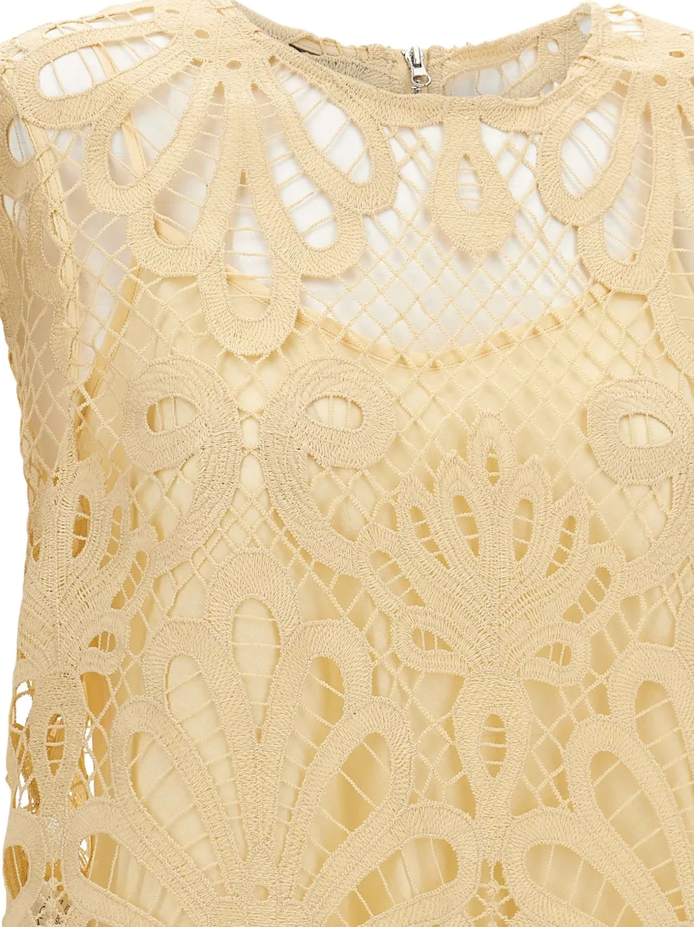 kaos Mouwloze blouse met kanten vlakken Geel