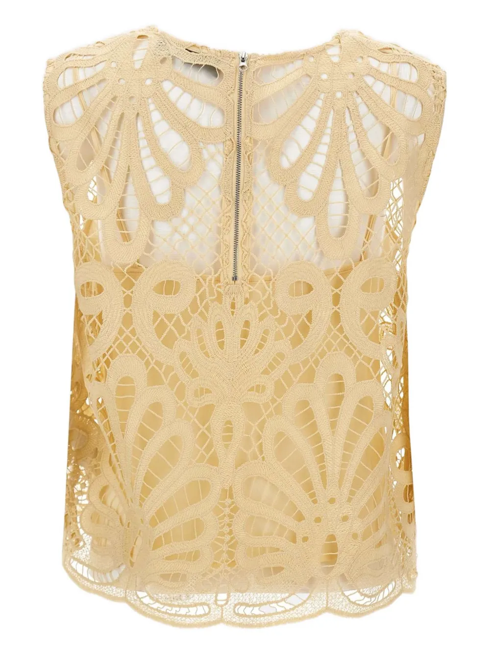 kaos Mouwloze blouse met kanten vlakken Geel